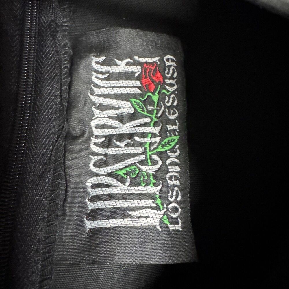 VINTAGE Y2K 90s Lip Service BLACK Pinstripe BONDAGE DRESS Size M Goth Punk Rare - Picture 7 of 16